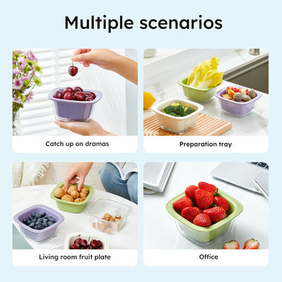 Double Layers Kitchen Fruit Washing Bowl Mini Plastic Drain Basket 14.56*7CM
