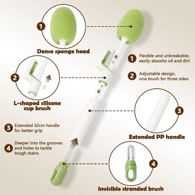 Multifunctional Water Bottle Cleaner Brush Sets  with Replace Heads