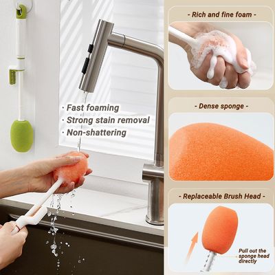 Multifunctional Water Bottle Cleaner Brush Sets  with Replace Heads